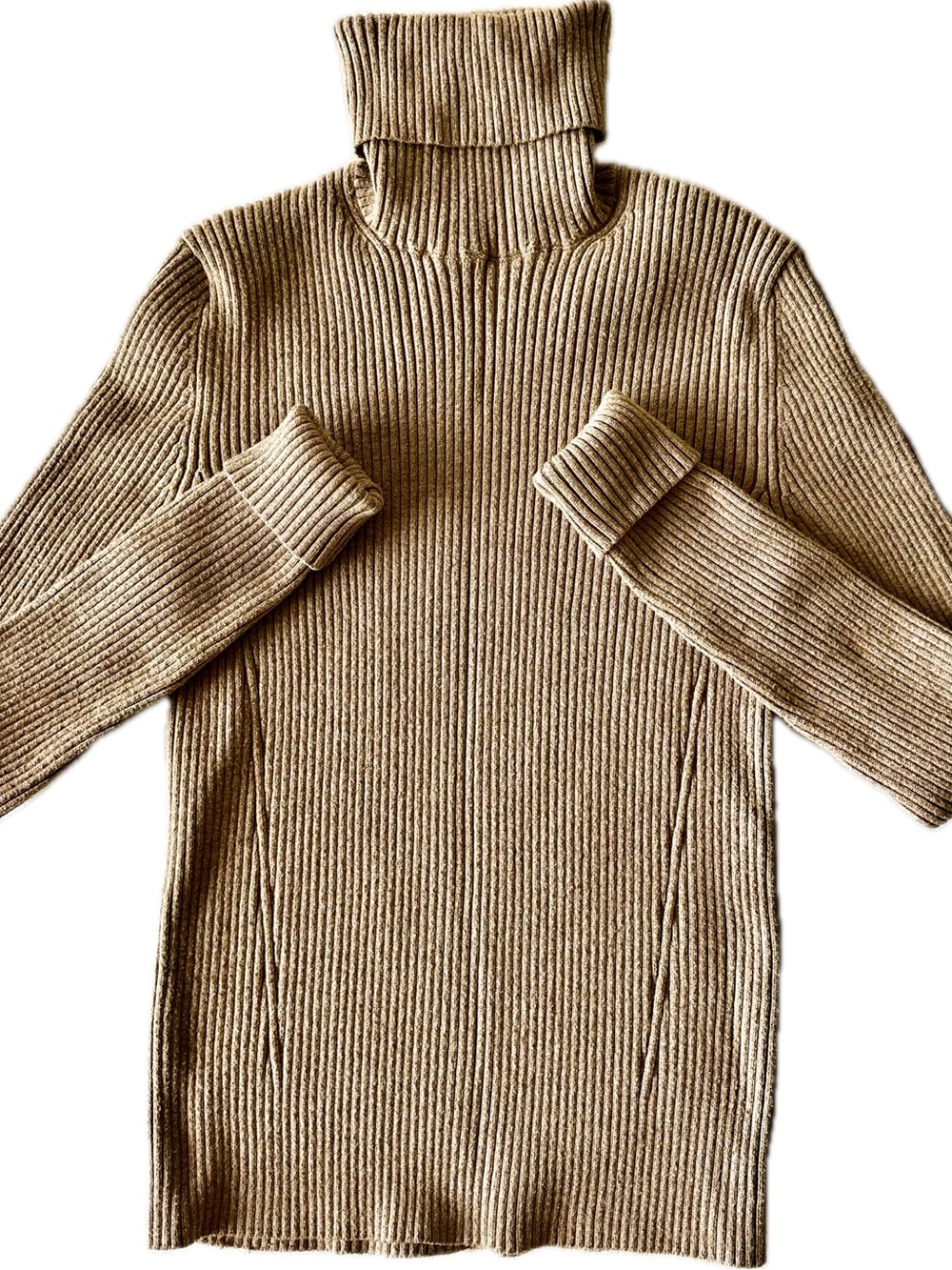 Zara Ribbed Turtleneck Sweater Dress in Taupe Brown